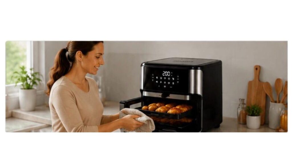 Air Fryer AFON-12L-BI é boa? Vale a pena comprar? Review completo 9 Air Fryer AFON-12L da Mondial sendo utilizada na cozinha